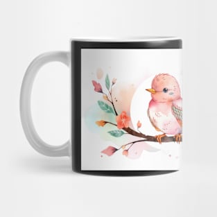 Whimsical and Cute Watercolor Bird Mug